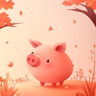 秋日萌猪漫步梦幻场景