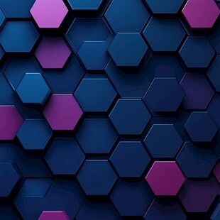 蓝紫渐变六边形立体背景图