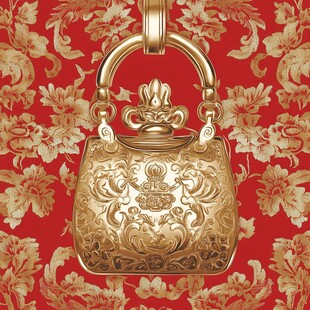 中式金质雕花精致手提包