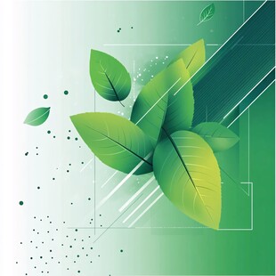 清新绿叶几何背景插画