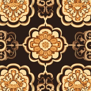 中式古典花卉无缝装饰图案