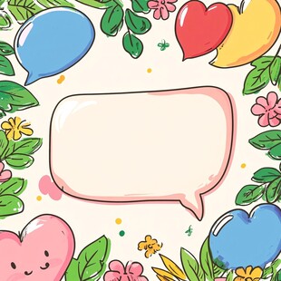 可爱手绘对话气泡花卉背景