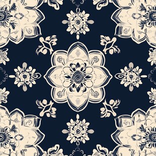 复古花卉无缝图案设计