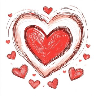 手绘爱心图案 浪漫且温馨