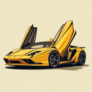 炫酷黄色超跑敞开鸥翼门