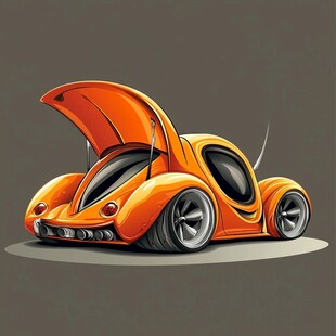 橙色敞篷复古风酷炫汽车