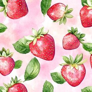 水彩草莓图案 清新甜美风