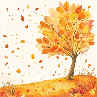 秋日落叶树的唯美景象