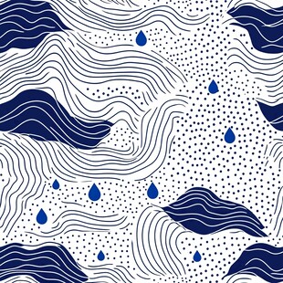 蓝白波浪雨滴抽象图案