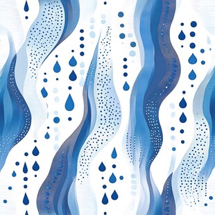 蓝白雨滴波浪无缝图案