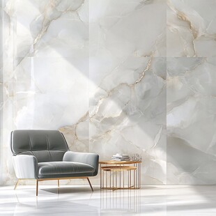 轻奢风大理石墙旁的沙发