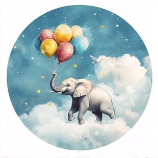 大象乘气球云端梦幻之旅