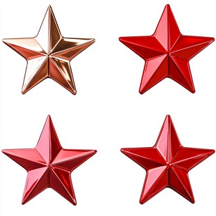 四枚立体五角星装饰图案