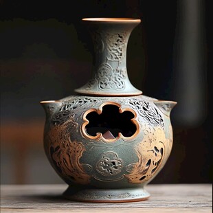 古风镂空花纹精美陶瓷瓶