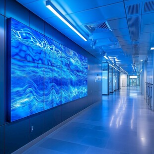 科技风走廊的炫彩大屏
