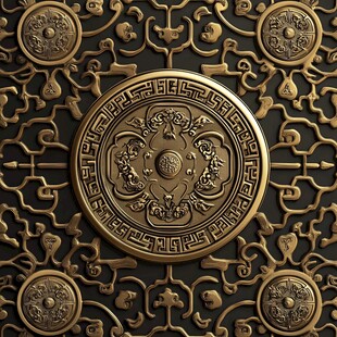 中式古典金属雕花装饰图案
