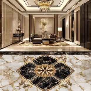 奢华客厅搭配精美大理石地砖