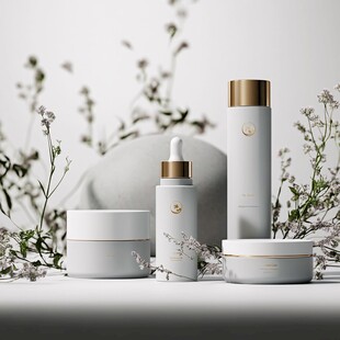 简约风高端护肤品套装展示