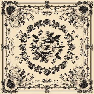 复古花卉图案方形装饰画