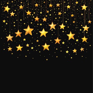 金色星星垂落黑色背景图