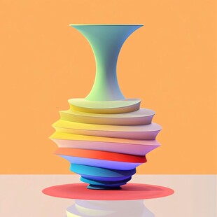 多彩螺旋花瓶3D艺术造型