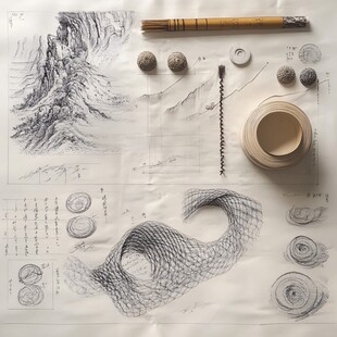 手绘艺术作品与创作工具