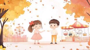 秋日乐园中孩童温馨互动