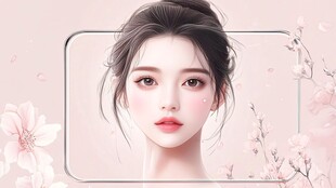 春日粉樱下的柔美少女