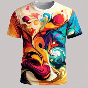 绚丽多彩抽象图案T恤