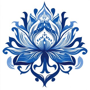 蓝色精美莲花纹样图案