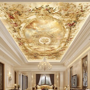 奢华欧式客厅天花板壁画