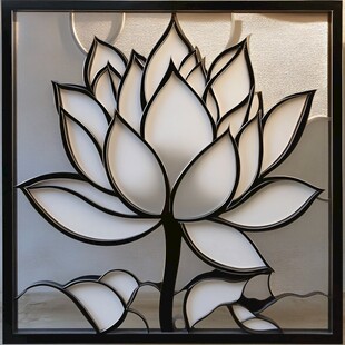 立体黑白莲花艺术装饰图