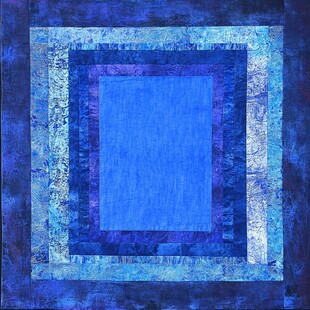 蓝色方形拼接抽象艺术画