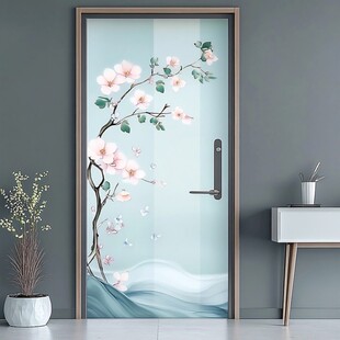 中式花鸟艺术玻璃门