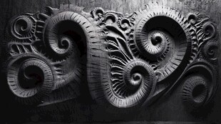 立体螺旋花纹木雕艺术