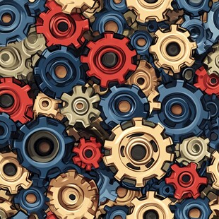 多彩齿轮无缝背景图案