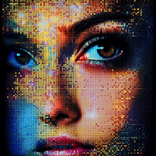 像素艺术风格的女性面容