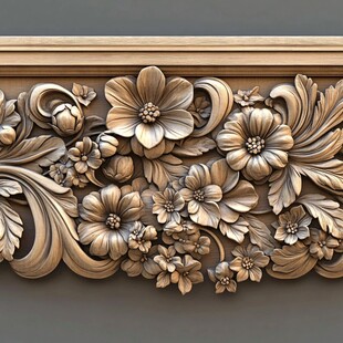 精美花卉木雕装饰细节
