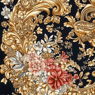 奢华花卉金色复古纹样