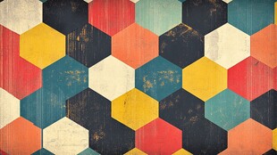 多彩六边形复古风格背景图