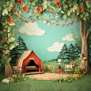 梦幻森林露营场景布置