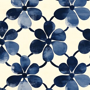 蓝花几何图案复古风背景