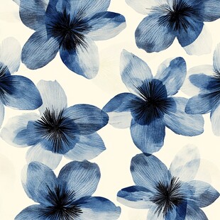 蓝花图案 清新水彩花卉纹理