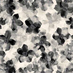 黑白花卉无缝图案纹理