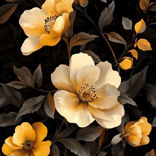 黄白花卉精致图案背景