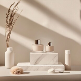 简约风美妆产品优雅陈列