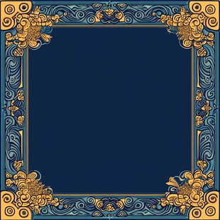 复古华丽蓝色边框装饰图