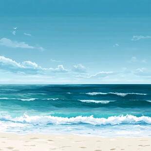 梦幻海滨风景插画