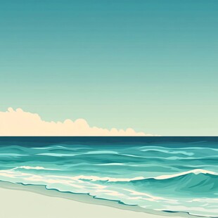 清新海滨风光插画