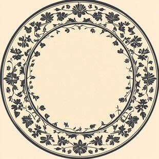 复古花卉圆形装饰图案